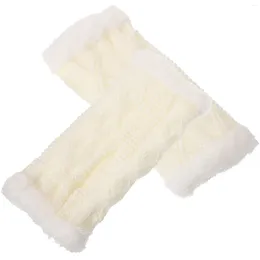 Knee Pads Fleece Gloves Winter Women Fingerless Warm Knitting Ladies Mittens Knitted Plush
