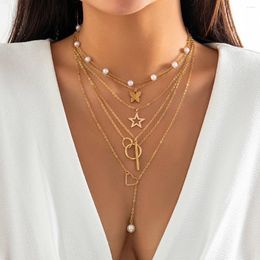 Pendant Necklaces Chain With Stars/Butterfly/Heart Necklace For Women 2023 Fashion Jewelry Trendy Chains On Neck Accessories Gifts