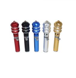 Latest Click N sneak a toke smoking Lighter metal pipe 5 Colors Incense Burner tobacco WindProof Torch Butane NO Gas Tool Accessories