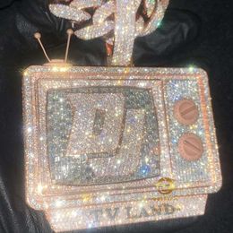 Hip Hop Sier Rapper DJ Radio Vvs Moissanite Pass Test Ice Jewellery Diamond Custom Pendant