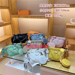 Designer Bag 2024 New Launch Early Little Sheepskin Three Piece Set Mahjong Embroidery Thread Pleated One Shoulder Crossbody Underarm Girl