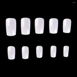False Nails 50PCS 10SIZES Fake Nail Tips Short Square Traceless Full Cover Art Decoration Press On Fingernails Manicure Accessories Supports