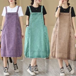 Casual Dresses Large Size Fashion Slim Denim Strap Dress For Women's 2023 Retro Jeans Overall Summer Sleeveless Korean Clothing Z1277