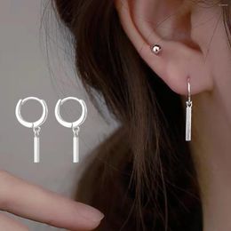 Hoop Earrings 2023 Simple Design Silver Colour Strip Shape For Women's Ear Jewellery Female Birthday Party Gift