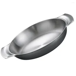 Pans Stainless Steel Seafood Pot Vegetable Pan For Kitchen Cookware Double Handle Cooking Multifunction Daily Use Paella Sturdy Home