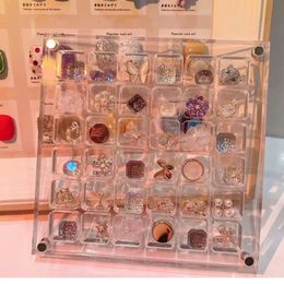 Nail Practise Display 36/64/100 Grids Nail Art Crystal Diamond Storage Box Acrylic Nail Art Decorations Magnet Jewellery Decoration Display Case 231202