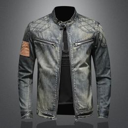 Men's Jackets Vintage fashion all-match denim jacket trend handsome casual men's personality stand-up collar zipper denim top 231202