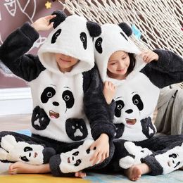 Pyjamas Girls Boys Pyjamas Sets Dinosaur Panda Totoro Pijamas Winter Warm Sleepwear for Baby Toddler Home Clothes Thicken Pyjamas Kids 231202