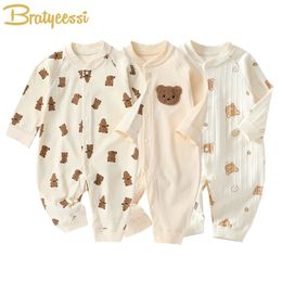 Rompers Muslin born Jumpsuit Cartoon Bear Long Sleeves Baby for Boys Girls Autumn Clothes Infant Outfit Toddler Onesie 0 18M 231202