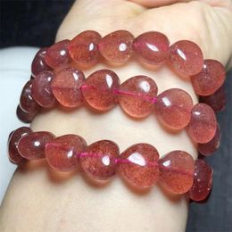Bangle Natural Strawberry Quartz Heart Bracelet Crystal Reiki Healing Gemstone Fashion Jewellery Fengshui Gift For Women 1PCS