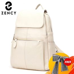 Zency Fashion Soft Genuine Leather Large Women Backpack High Quality A Ladies Daily Casual Travel Bag Knapsack Schoolbag Book 210325S