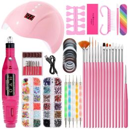 Nail Art Kits Manicure Set For Accessories Kit Drill Machine With UV LED Dryer Lamp Sequins Multible Tools
