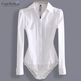 Basic Casual Dresses 2023 Fashion Bodysuit Long Sleeve Women Body Shirt Office Lady Work Uniforms Spring White Blouses And Tops Slim Autumn Clothes 231202