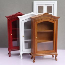 Doll House Accessories Miniature Wooden Chinese Classical Wardrobe Mini Cabinet Bedroom Furniture Kits Home Living For 1/12 Scale Dollhouse Toys Gift 231202