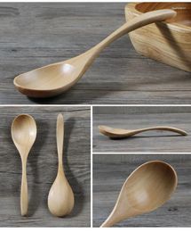 Spoons 1PC Natural Wood Spoon Kitchen Accessories Eco-Friendly Tableware Dining Soup Tea Honey Coffee MF 007