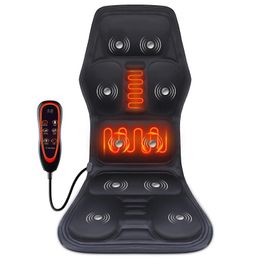 Back Massager Electric Heating Vibrating Massage Chair Pain Relief Cussion Seat Pad Lumbar Back Shoulder Massager Mattress Car Office Home Mat 231202