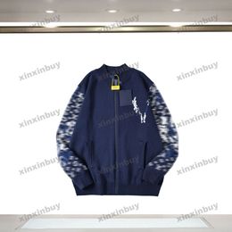 xinxinbuy Men designer Hoodie Sweatshirt Camouflage letter jacquard long sleeve women blue Black white Grey XS-L