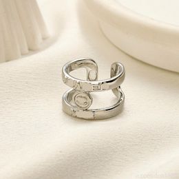 Brand Designer Letter Band Rings for Womens Jewelry Diamond Ring Open Adjustable Ladies Christmas Gifts