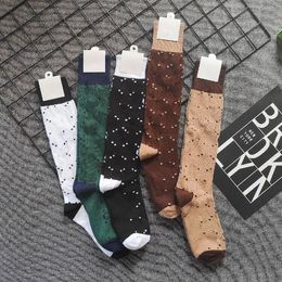 Women's Designer Cotton Knee-length Socks Letters Embroidered Breathable Brands Casual Stocking Female Autumn Winter