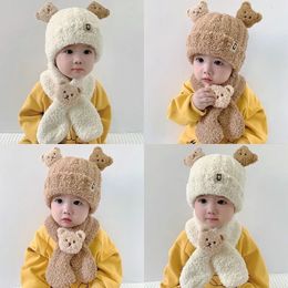 Caps Hats Baby Hat Little Baby Bear Hat Scarf Winter Thick Ear Hat for Boys and Girls Infant Toddler Accessories 231202