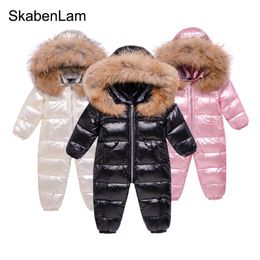 Down Coat Winter Kids Jumpsuit Overalls for Boy Children Thick Ski Suit Girl Duck Down Jacket Toddler Baby Snowsuit Fur Coat 0-3Years 231202