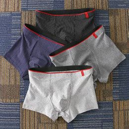 Underpants High-end Business Striped Stretch Cotton Men's Briefs Flat Angle Breathable Comfort Solid Colour Simple Boxer Shorts