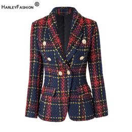 Women's Suits Blazers Autumn Winter Super Quality Scotticize Vintage Style Thick Woollen Red Plaid Pattern Slim Fit Women Blazer Outerdoor Jackets 231202