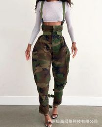 Women s Jumpsuits Rompers Camouflage Print High Waist Suspender Cargo Pant Fashion Casual Spring Summer Overall 231202