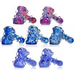 glass spoon pipes cute hand pipes heady hammer pipe Smoking Hand Blown Glass Pipe for Smoking Nebula Hammer Dry herb Flower Hammer Handy Pipe