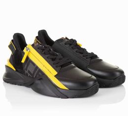 Top Luxury Men FLOW Sneakers Shoes Mesh Breathable Side-Zip Discount Trainer Nylon & Suede Low-top Chunky Rubber Tread Fabrics Footwear Walking Hiking Shoe EU38-46