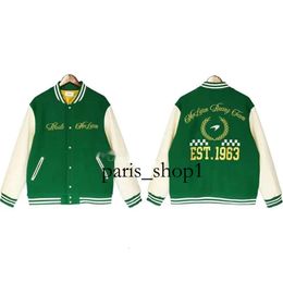 Monclair Rhude Mens Varsity Jacket Y2k American Vintage Baseball Letterman Jacket Jacket Womens Embroidered Print High Street Coat 923