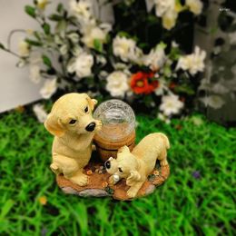 Garden Decorations Dog Statues With Solar Lights For Outdoor Decor Decoration Resin Patio Balcony Yard