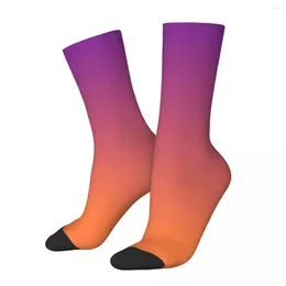 Men's Socks Happy Funny Orange And Purple Retro Harajuku Gradient Colorful Street Style Novelty Casual Crew Crazy Sock Gift