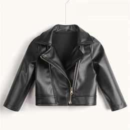 2024 Popular Premium Pu Lapel Collar Children's Leather Jacket Girls and Boy Clothing Baby Leather Coat Motorcycle Leather Clothing
