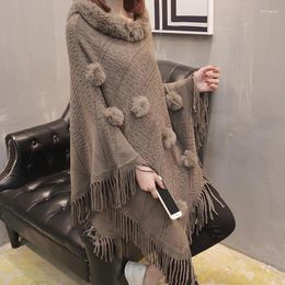 Women's Sweaters Korean Fur Collar Batwing Sleeve Shawl Female Clothing Chic Tassel Vintage Autumn Winter Loose O-Neck Knitted Jumpers