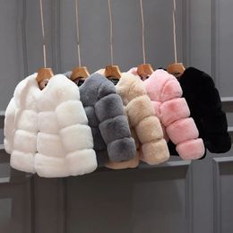 Jackets Winter Warm Kids Jackets Faux Fur Baby Girl Coats Thick Teenage Children Overcoats Toddler Outerwear Windproof Snow Clothes 231202