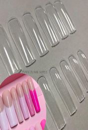 XXL Square Full Cover Clear Press On False Nail Tips Extra Long Nails Straight Shape Fake Tip Manicure Tool9967730
