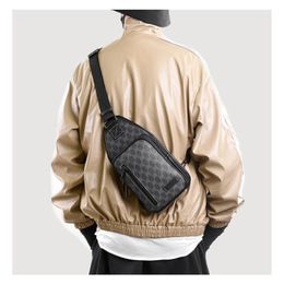 Fashion Man Messenger Bags Plaid Men Bags Shoulder Crossbody Leather Sling Bag For Male Black Single Women Backpack222J