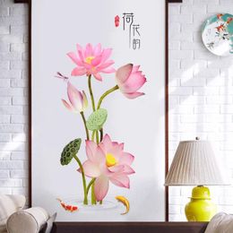 Wall Stickers 3D Lotus Flowers Living Room Bathroom Decoration Bedroom Decor Decals For Furniture Wallpaper Fridge Sticker