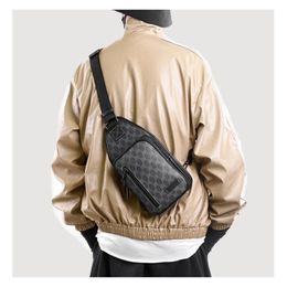 Fashion Man Messenger Bags Plaid Men Bags Shoulder Crossbody Leather Sling Bag For Male Black Single Women Backpack2426