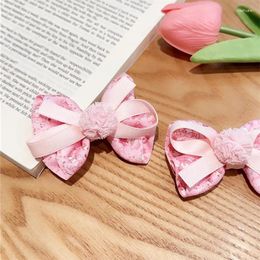 Hair Accessories 1PC Fashion Lace Barrette Bow For Girls Children Pink Floral Clip Princess Simple Top Side