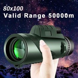 Telescopes 80x100 HD ZOOM Powerful Monocular Telescope Portable Binoculars Long Range Hunting Camping With Tripod Phone Clip 231202