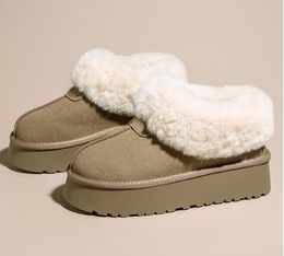 Warm Winter Snow Boots Real Sheep Fur Leather Women Casual Fashion Ankle Flat Classic Slipper Heel 4cm Zapatos