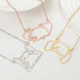 Pendant Necklaces Pet Ear Name Stainless Steel Custom Dog Necklace Personalized Cat Animal Memorial Women Gift for Lover 231202