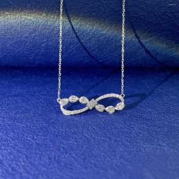 Chains YM2023 Nature White Diamonds Necklaces Solid 18K Gold 0.06ct Pendants For Birthday's Presents