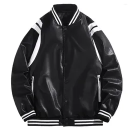 Men's Jackets Hip-Hop Personality Casual Single Breasted Leather Baseball Jacket Men Women Plus Size Coat Autumn Winter Windproof Warm