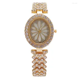 Wristwatches Retro Oval Quartz Luxury Dial Casual Wrist Watches Stainless Rhinestone Strap Fashionable Clock Waterproof Wristwatch For Women