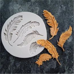 Baking Moulds Feather Shape Silicone Moulds Fondant Cake Decorating Tools DIY Chocolate Gumpaste Mould 231202