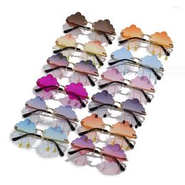 Sunglasses 2024 Metal Frameless Personality Cloud Funny Dark Glasses Water Colour Droplet Eyeglasses Gradient Spectacles Pograph UV400