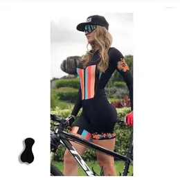 Racing Sets Women's Summer Cycling Triathlon Suit LongSleeved One-Pieces Jumpsuits Mountain Bike Fitness Sports Shirt Ropa